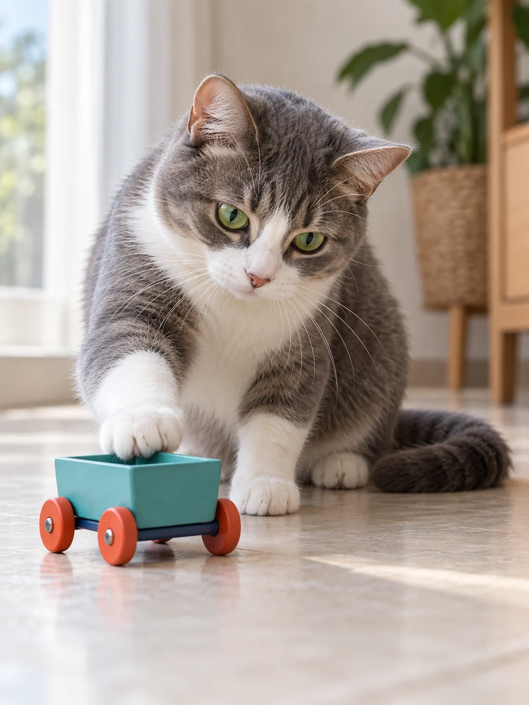 猫与小轮玩具