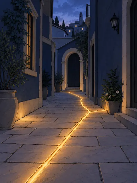 发光接缝的夜巷